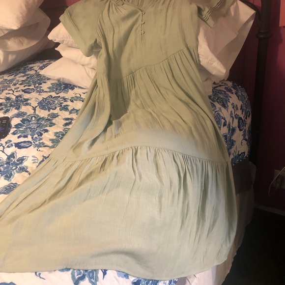 NWT Wonderly Short Sleeve MIDI Dress W/ Slip (Dewy Moss) Beautiful Dress New - Picture 2 of 7